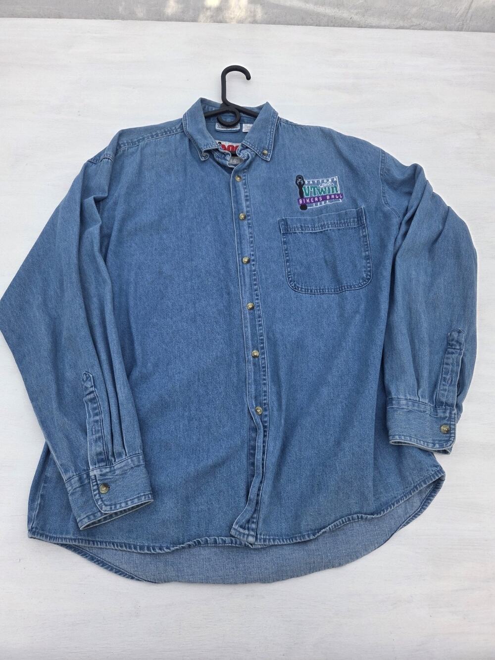 Vtg Daytona Beach Bikers Ball Y2K 2004 Button Up Denim Shirt
